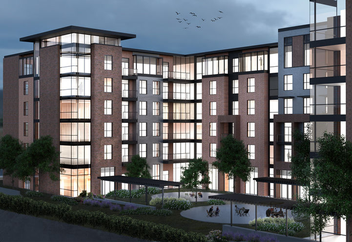 The District on Gardiners Condos Exterior Evening View of Building